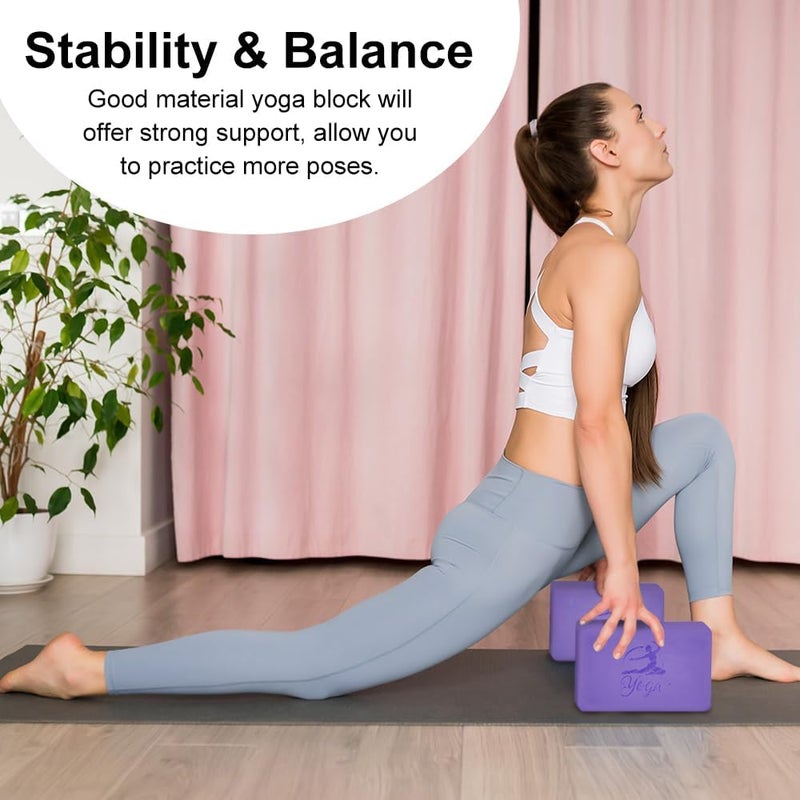RETON Yoga Blocks Set, High - Density Yoga Block with 2 Strap, Lightweight Foam Brick Yoga Pilates Blocks, Anti-Slip Yoga Brick with Embossed Design for Posture Adjustment and Movement Assistance - Image 5